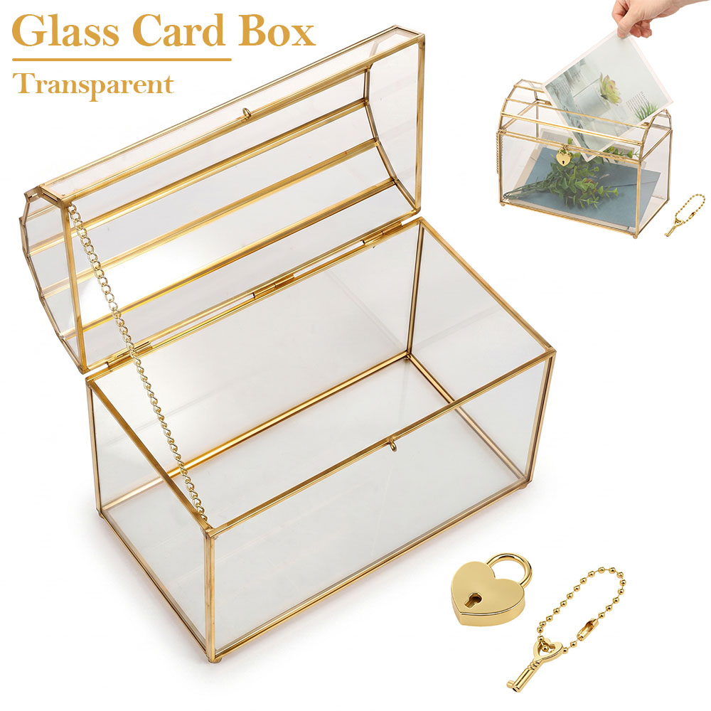 Card Index Box - Glazen bruiloftkaartenbox, transparante decoratieve opbergdoos met